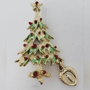 CHRISTMAS TREE with Saint Mary Charm Pin Brooch